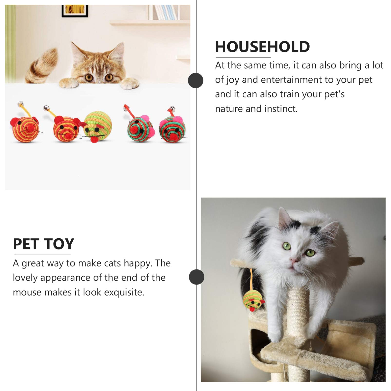 8pcs Interactive Cat & Dog Teaser Toy Set - Nylon Mouse Ball for Puppy Kitten Playtime - Perfect for Indoor Pet Exercise and Bonding Fun