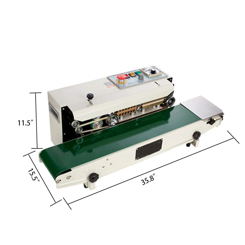 TECHTONGDA FR-770 Automatic Continuous Band Sealer Machine with Vertical Bracket - 110V Plastic/PVC Bag Sealing for Packaging | Ideal for Food, Retail & Industrial Use