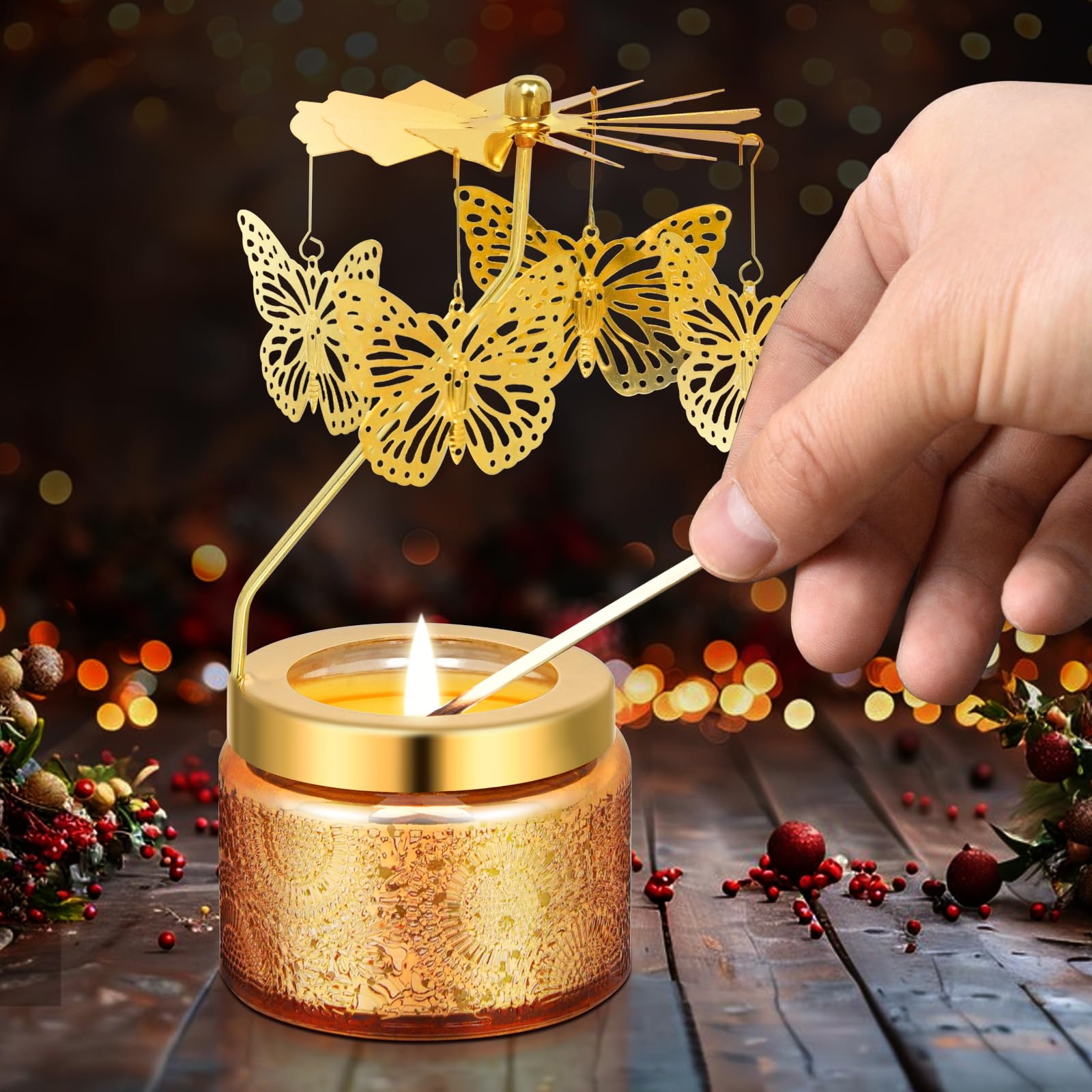 Butterfly Rotating Scented Candles Gift Set - Birthday Christmas Thanksgiving Present for Women, Mom, Sister, Girlfriend, Friends | Home Decor, Romantic Ambiance, Relaxation & Aromatherapy