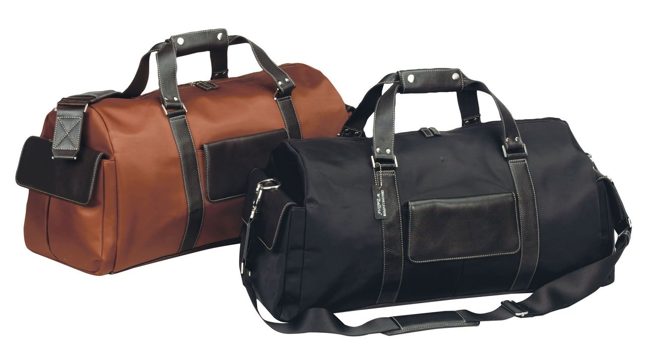Italian Leather Carry-On Travel Duffel Bag for Men & Women - Waterproof Weekender Bag for Airplane, Gym, Business Trip & Weekend Getaway - Black