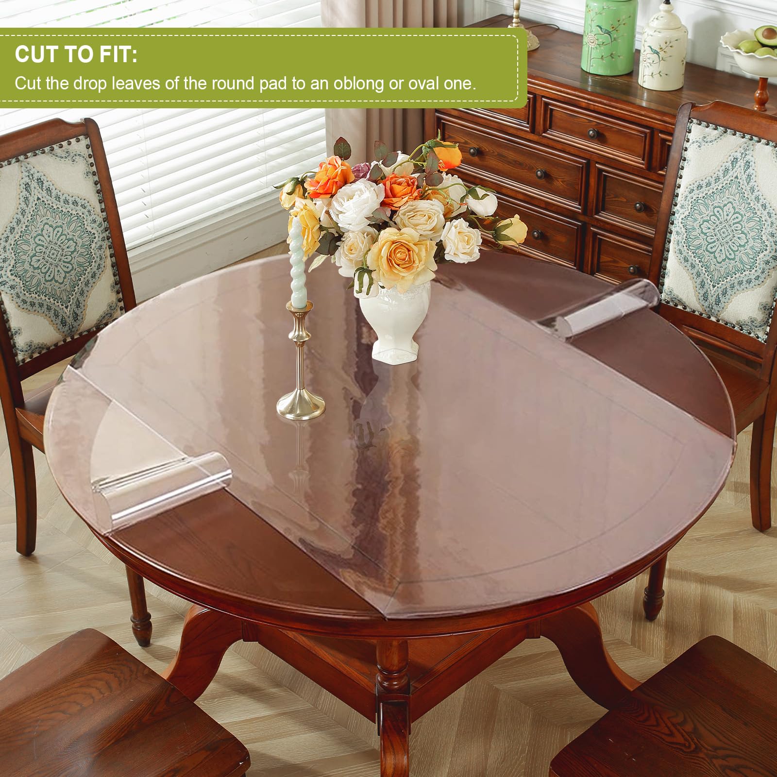 OstepDecor 72 Inch Round Clear Table Protector - Thick Waterproof PVC Table Cover, Vinyl Circle Tablecloth for Dining & Coffee Tables - Perfect for Home, Restaurant, and Outdoor Use