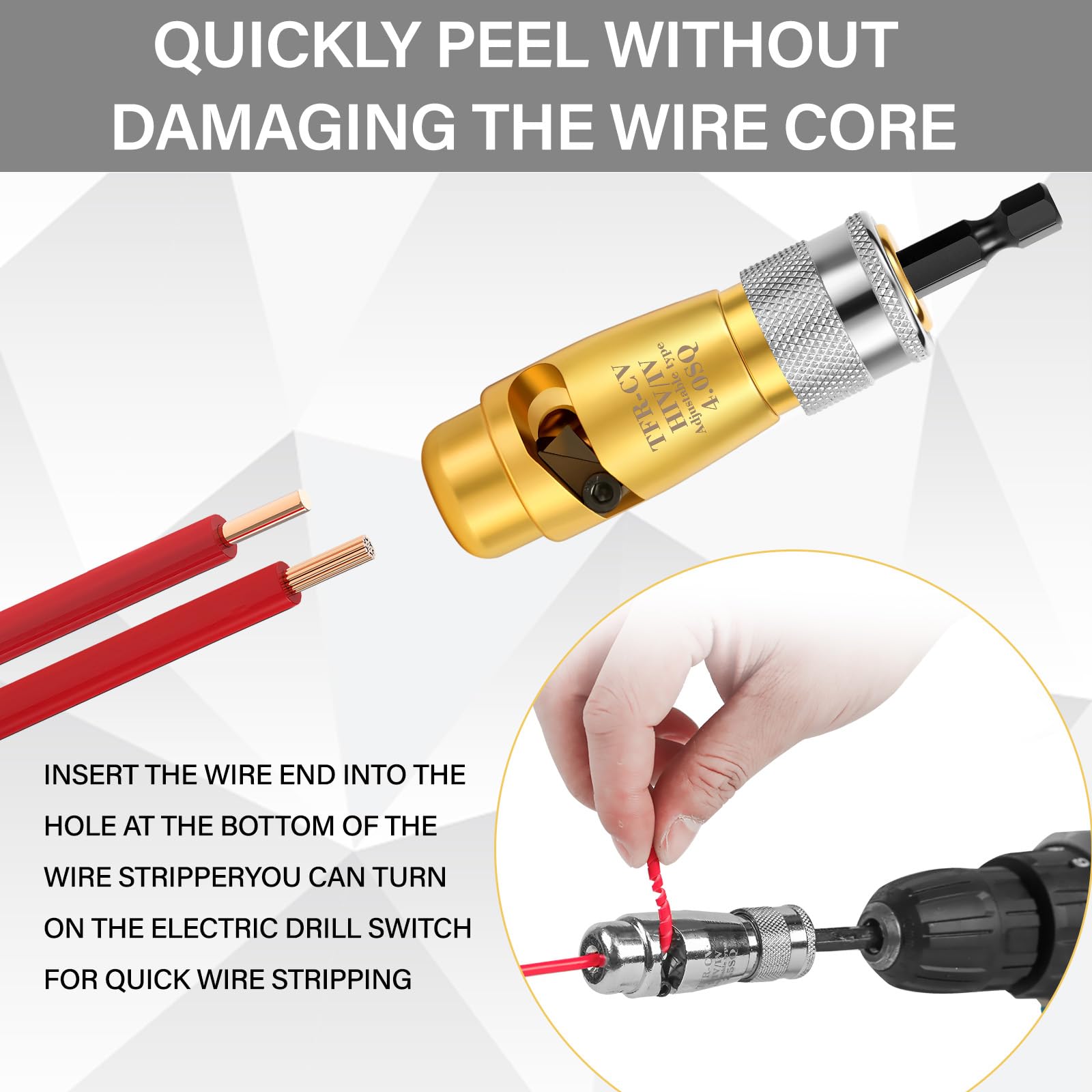 **8-Piece Automatic Wire Stripper & Twister Kit for Drill - Electrician Tool Set for Cable Stripping & Connecting - 10X Faster Work Efficiency - Perfect for Electrical Wiring & DIY Projects**