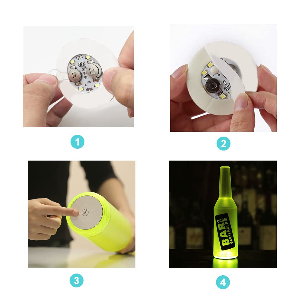 12Pcs LED Coaster Set - Reusable LED Cup Holder Lights for Wine & Champagne Bottles - Party, Bar, Wedding Decorations - Warm White Lighting for Home & Special Events