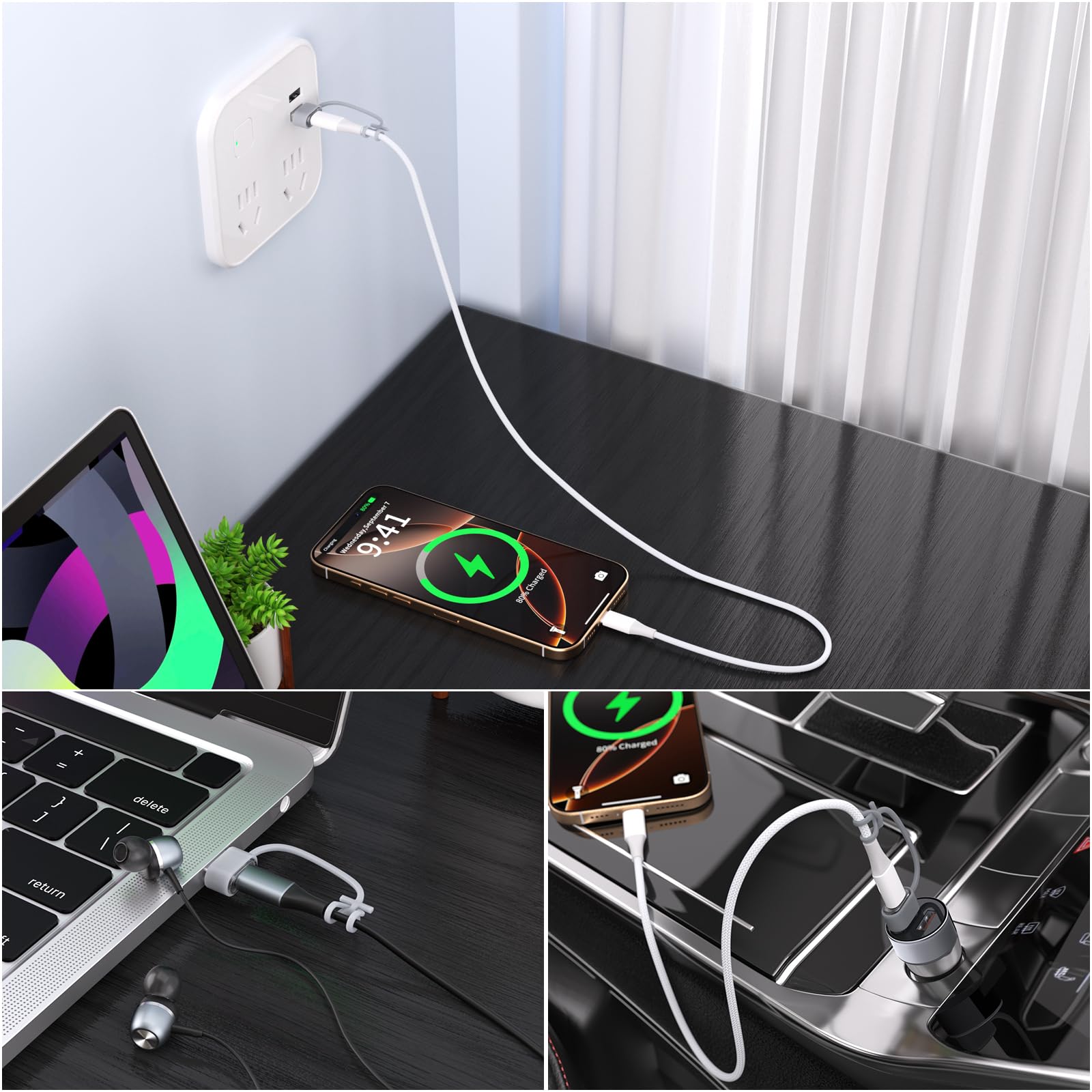 5-Pack USB C to USB Adapter - USB-C Female to USB A Male OTG Converter Compatible with iPhone 16/15/14/13 Pro Max, Apple Watch Ultra, AirPods, iPad, Samsung Galaxy S24 - Fast Charging & Data Transfer for Home, Car & Travel