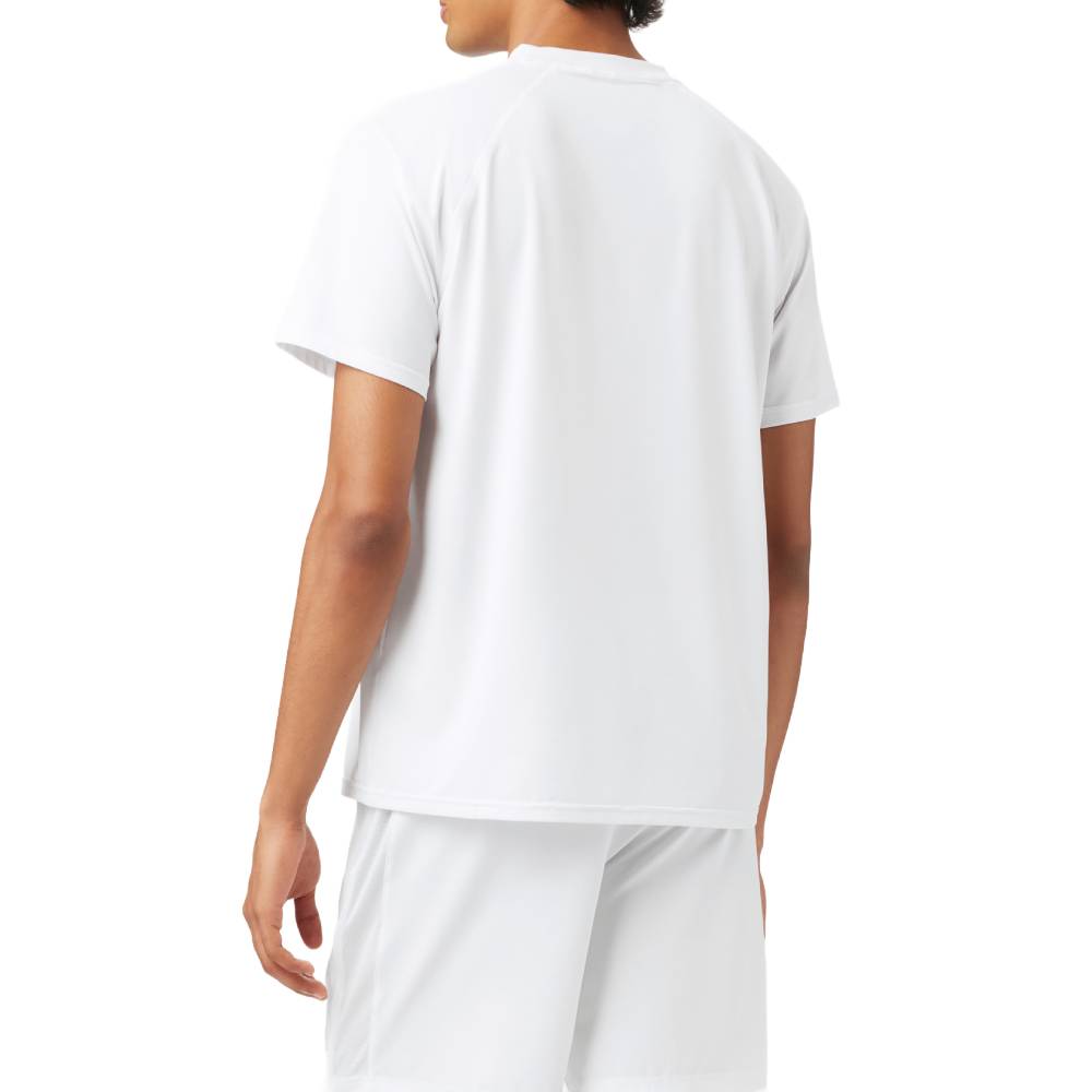 Fila Men's Short Sleeve Crewneck T-Shirt - Comfortable Cotton Blend Casual Tee for Workout, Gym & Everyday Wear (White)