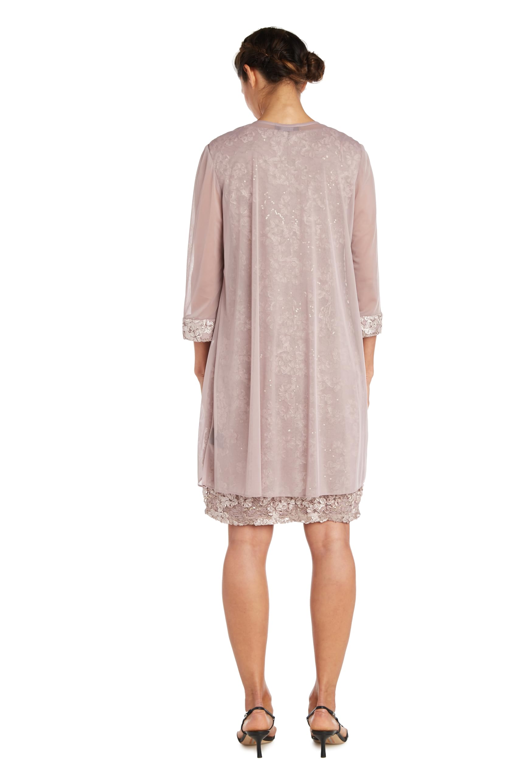 R&M Richards Women's 2 Piece Soutache Lace Knee-Length Dress with Jacket Set - Elegant Formal Outfit for Weddings, Parties & Special Occasions