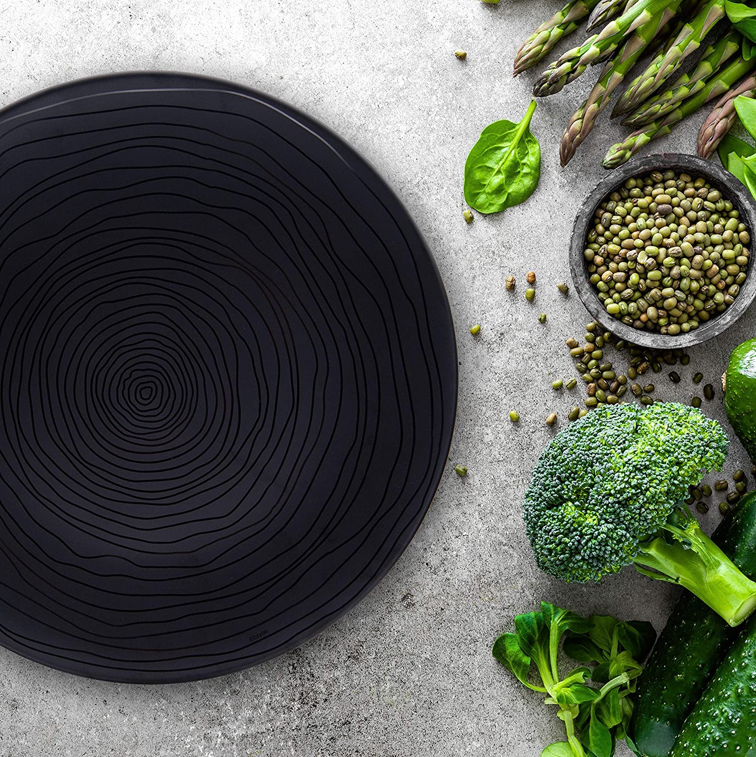 12-Piece Organic Black Melamine Plate & Bowl Set - Durable Dinnerware for Outdoor Picnics, Camping & Everyday Use
