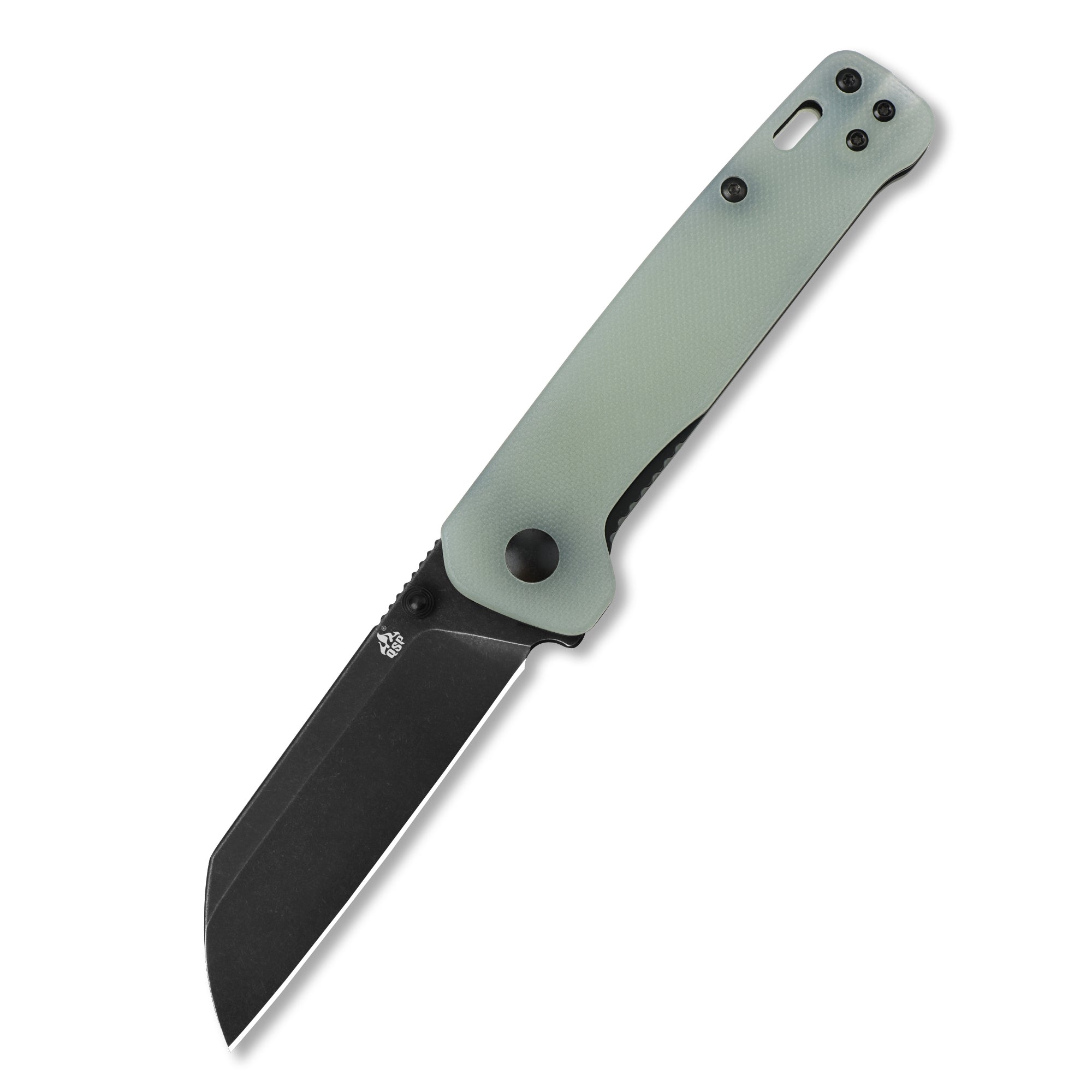 QSP Penguin Liner Lock Pocket Knife - D2 Steel Blade, Jade G10 Handle - EDC Folding Knife for Camping, Hiking & Everyday Carry