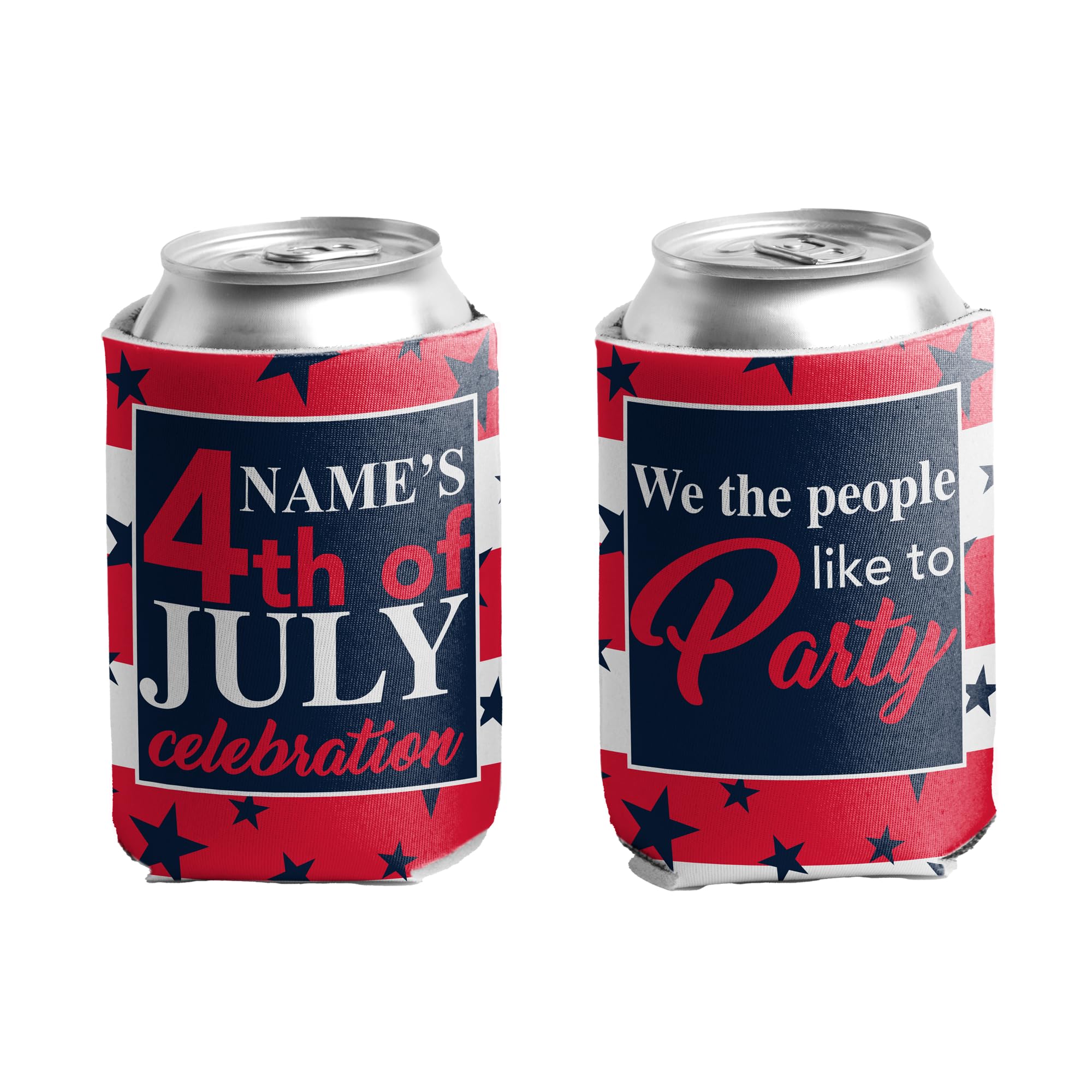 VictoryStore Patriotic Can Coolers - Custom 4th of July Beer Koozies, 'We The People' Design for Summer BBQs, Pool Parties & Tailgating