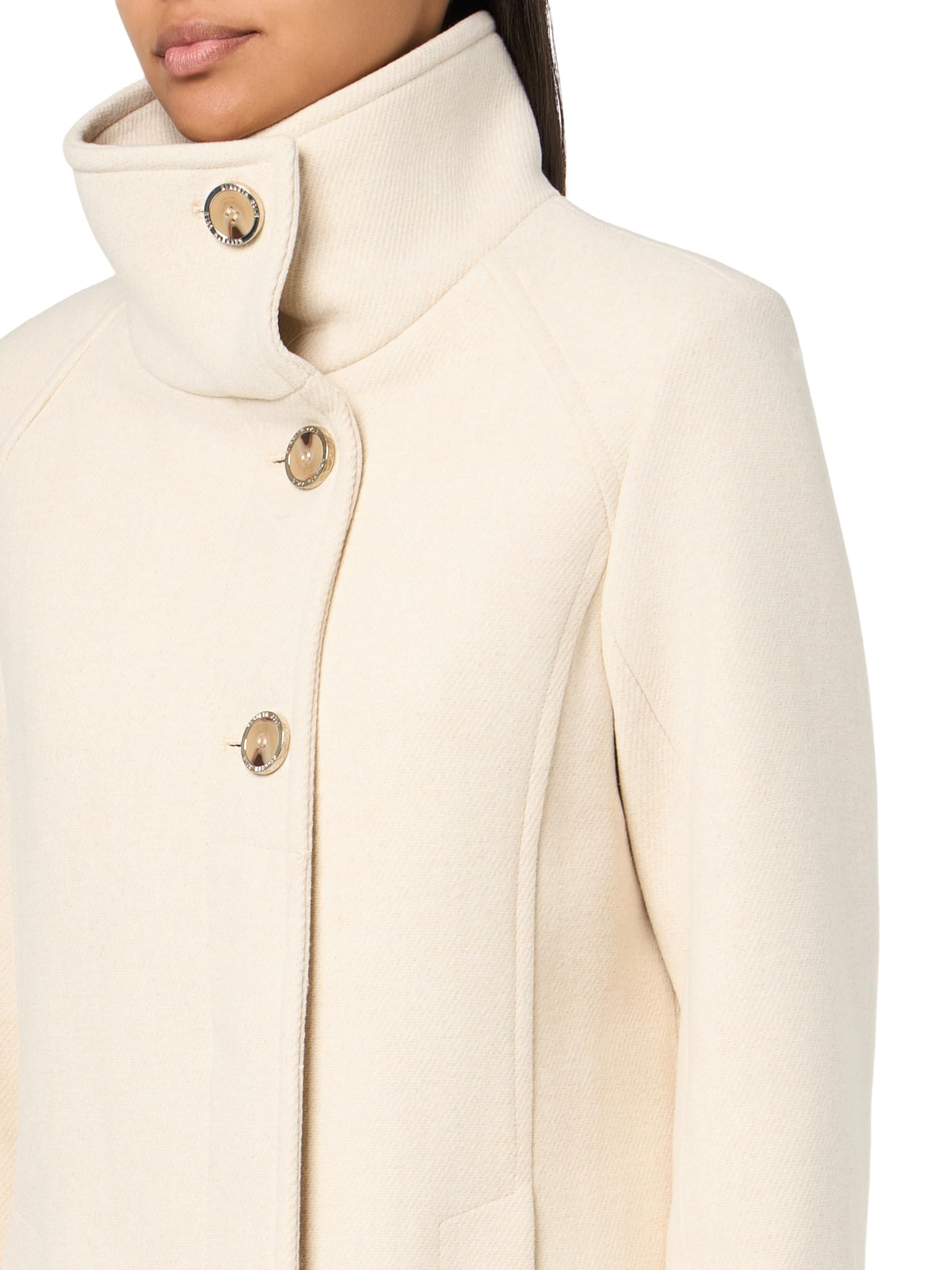 Kenneth Cole Women's Classic Wool Walker Coat - 3 Button Stand Collar & Back Belt Detail | Winter Warm Trench Coat for Office, Travel & Formal Occasions