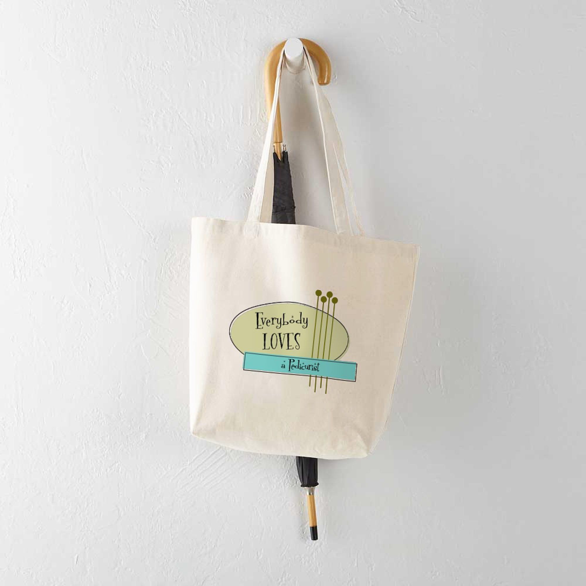 Everybody Loves A Pedicurist Tote Bag - Natural Canvas Reusable Shopping Bag for Nail Salon, Spa & Beach - Eco-Friendly Grocery Tote for Women