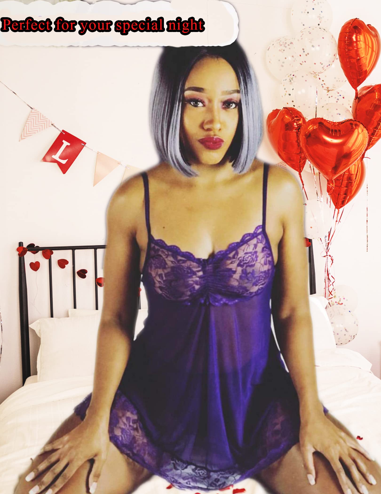 **Avidlove Sexy Lace Babydoll Lingerie Set - Sheer Mesh Chemise Nightie for Women, Perfect for Wedding Night, Bridal Gift, Valentine's Day & Romantic Occasions**