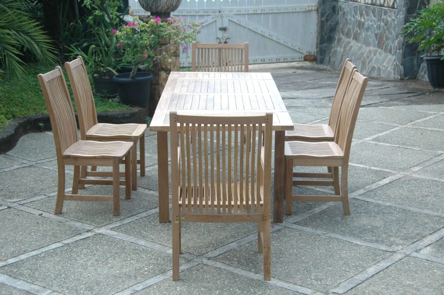 Anderson Teak Bahama Chicago 7-Piece Outdoor Dining Set with Chairs - Weather-Resistant Patio Furniture for Backyard, Poolside & Garden Dining