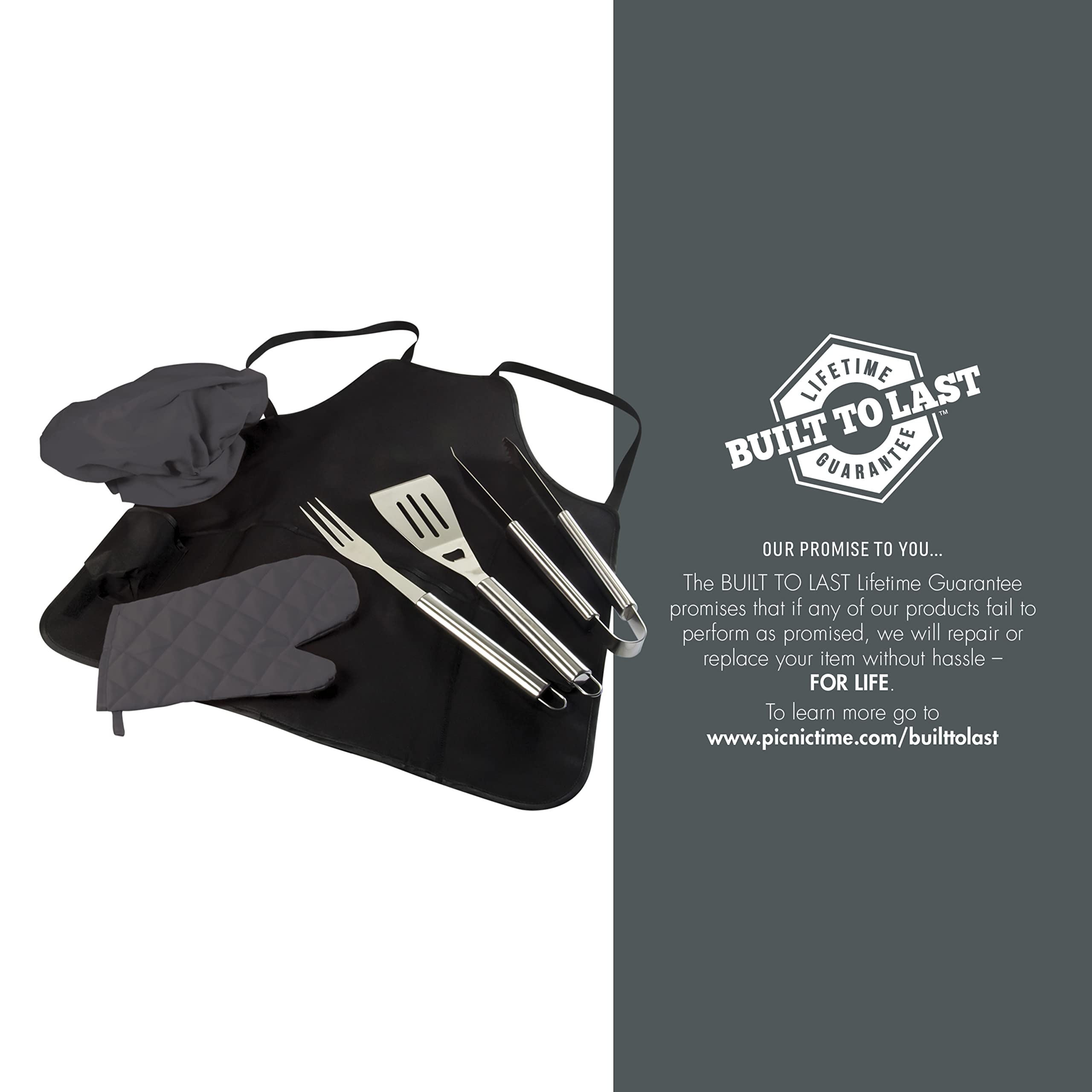 PICNIC TIME NCAA Unisex Adult BBQ Apron Tote Pro Grill Set - Durable Cooking Accessories for Tailgating, Backyard BBQs, College Game Day Parties & Outdoor Gatherings