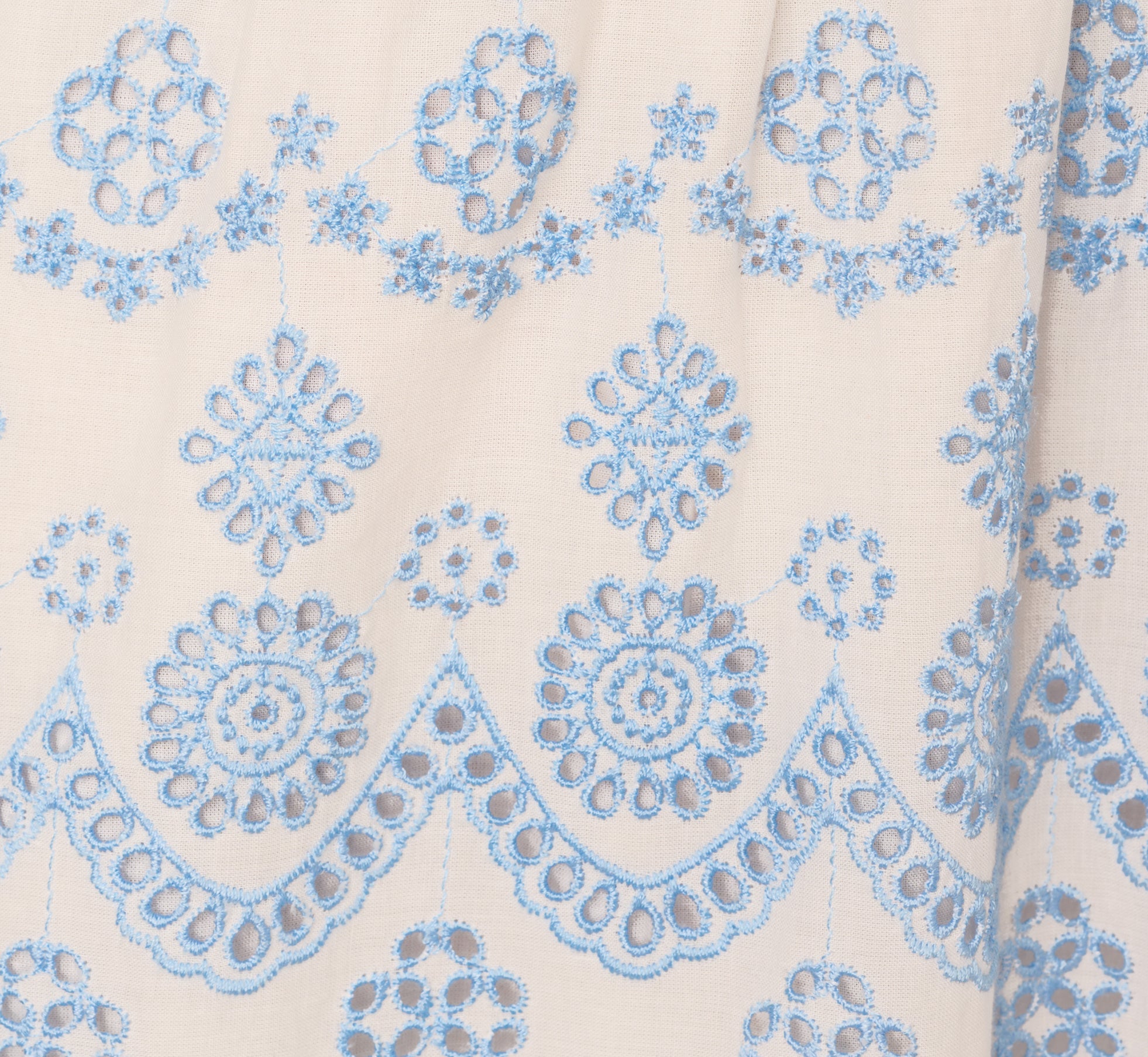 Long Sleeve Flounce Eyelet Shirt Dress for Women - Light Blue & Ivory - Casual Summer Dress for Beach, Office & Date Night