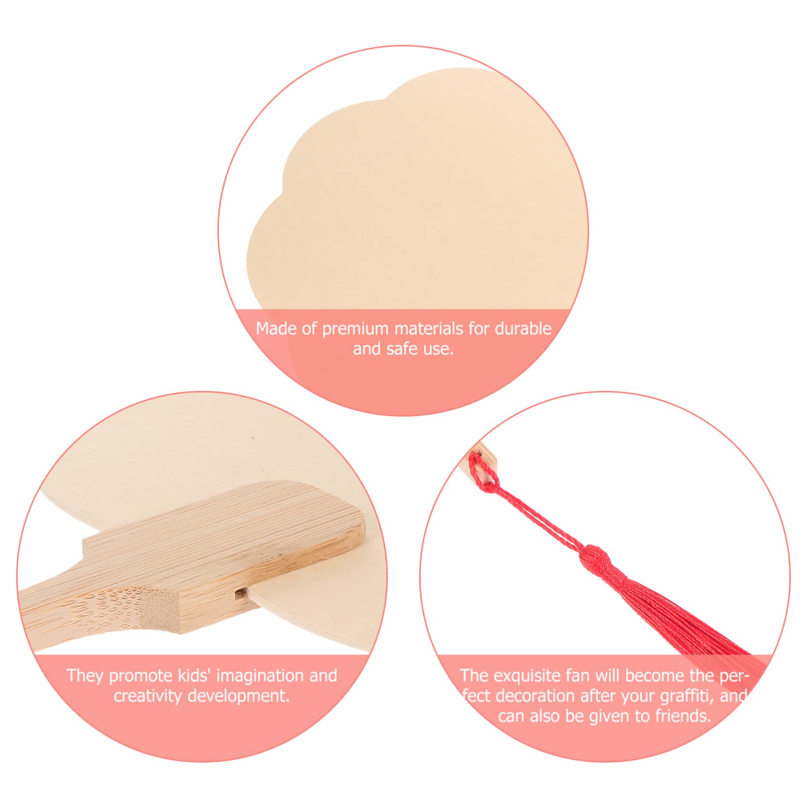 5-Pack DIY Chinese Uchiwa Paper Fans for Kids - Blank Round Hand Fans for Painting, Graffiti & Art Projects - Fun Creative Craft Activity for Parties, Classroom & Home Decor