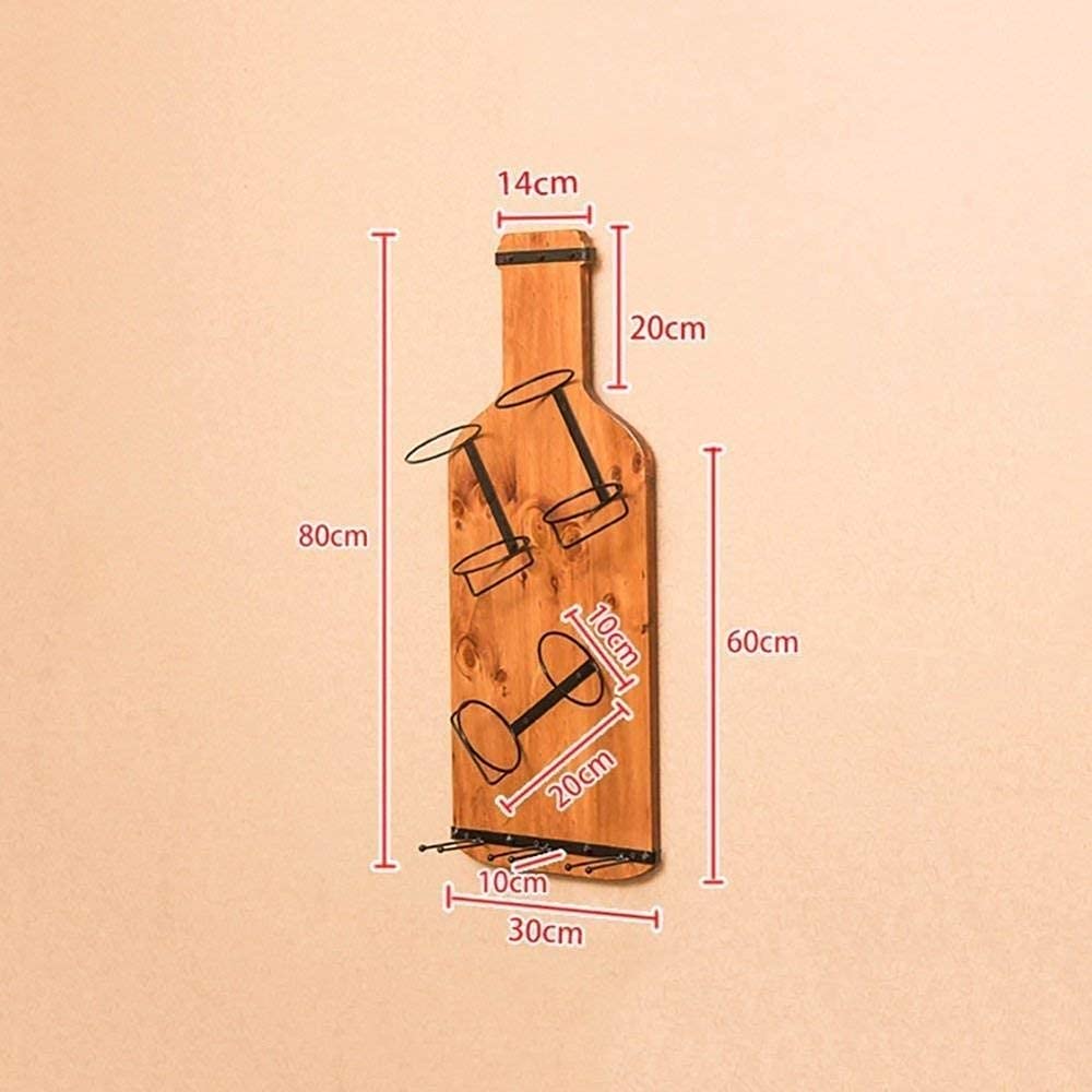 Solid Wood Wall-Mounted Wine Rack - 6 Bottle Wine Holder for Kitchen, Dining Room & Bar - Rustic Stemware Storage with Hanging Hooks - Perfect for Restaurants, Home Decor & Gift Giving