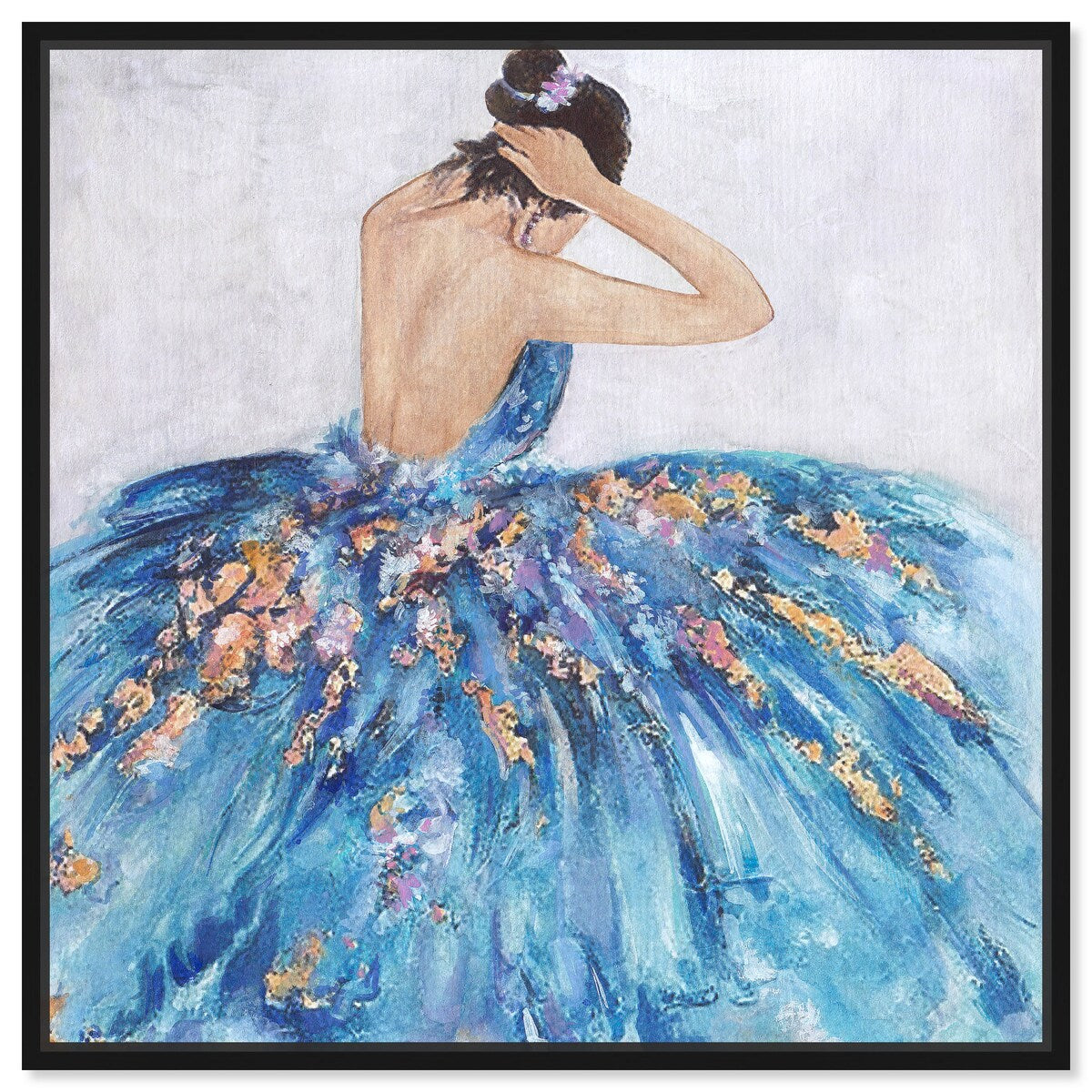 Elegant Blue Princess Dress Framed Canvas Wall Art Print - Glamorous Home Decor for Bedroom, Living Room & Nursery | Perfect Gift for Girls & Teens