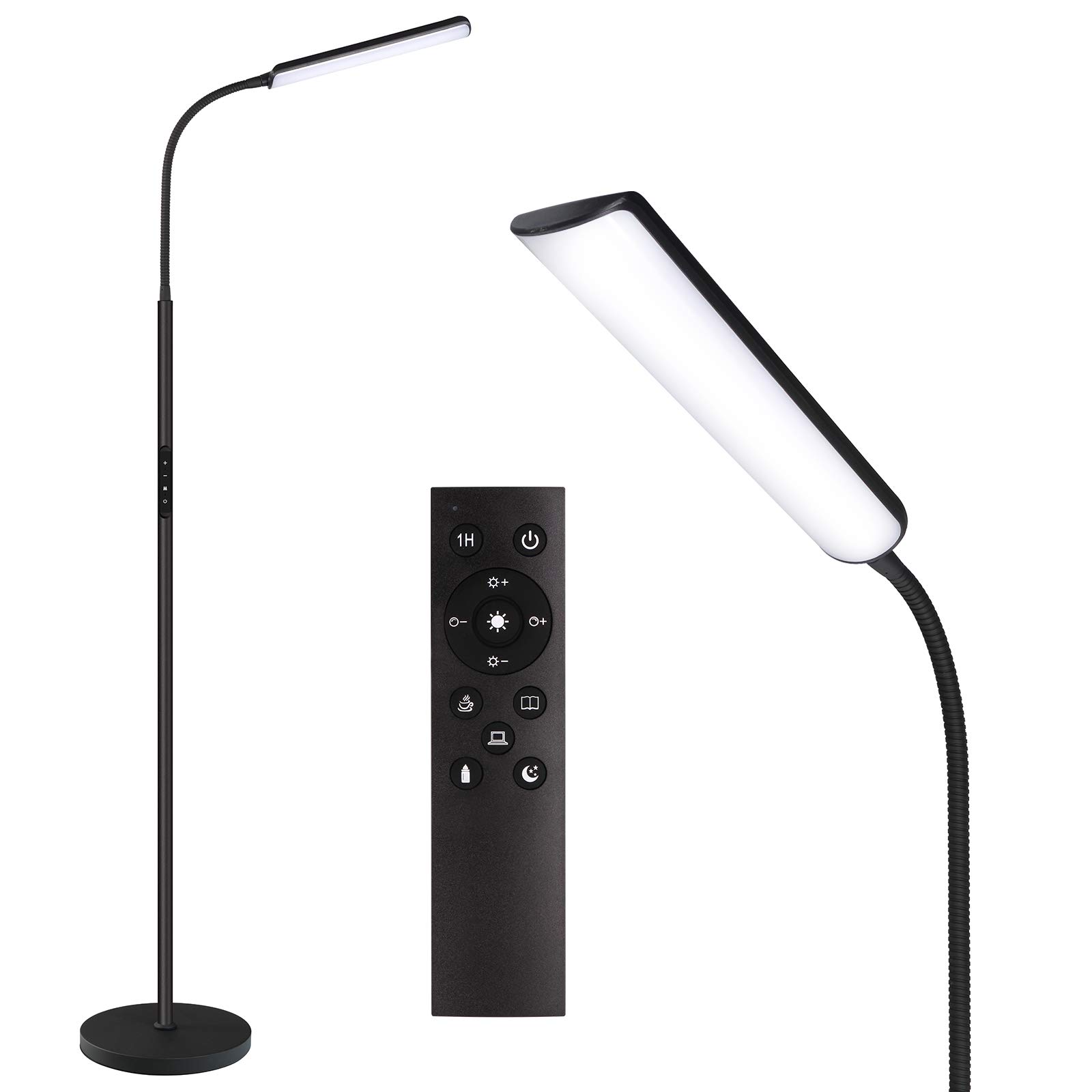 Dimunt LED Floor Lamp - 15W Bright Adjustable Standing Light with Remote & Touch Control, 3000K-6000K Color Temperature, 1H Timer - Perfect for Living Room, Bedroom & Reading Nook
