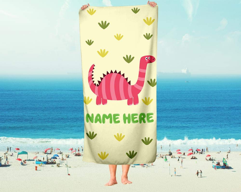 Custom Dinosaur Towels for Kids & Adults - Personalized Beach, Pool, Bath Travel Towels for Toddler, Baby, Boys & Girls - Perfect for Summer, Swimming, and Outdoor Adventures