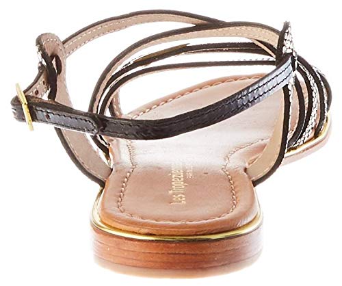 Les Tropeziennes Women's Harry Open Toe Sandals - Black Noir Multi 607 | Size 9.5 | Comfortable Summer Casual Shoes for Beach, Vacation & Everyday Wear