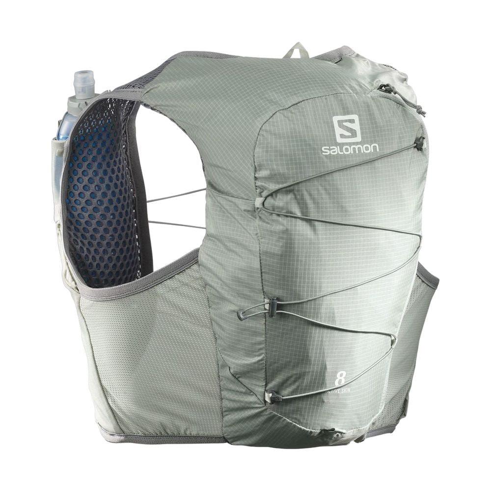 Salomon Unisex Active Skin 8 Hydration Running Vest with Water Flasks - Lightweight Breathable for Trail Running, Hiking & Outdoor Sports