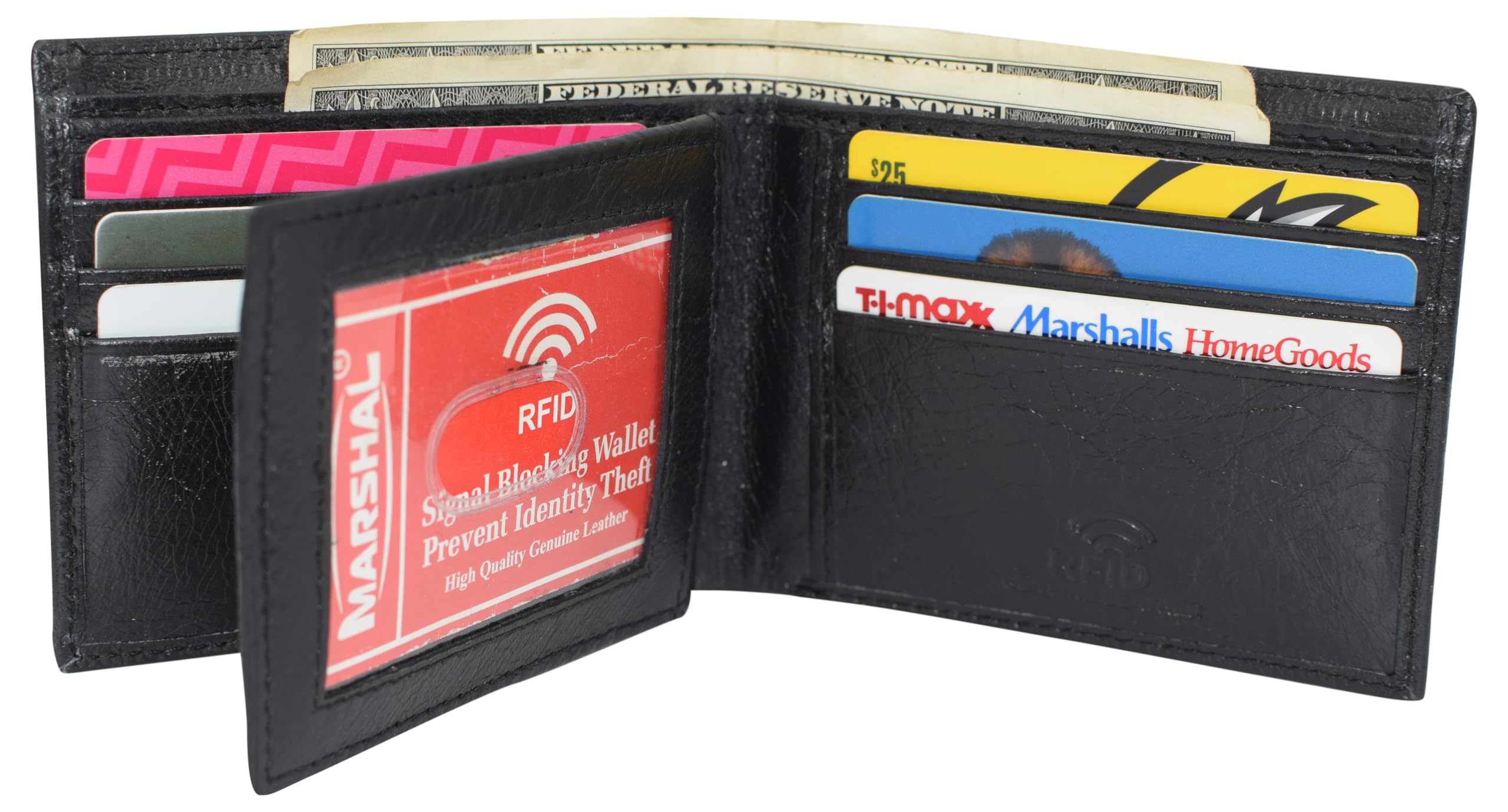 Slim RFID Blocking Men's Wallet - Genuine Cowhide Leather Bifold Front Pocket Wallet (Black) | Secure & Stylish for Everyday Use, Travel & Business