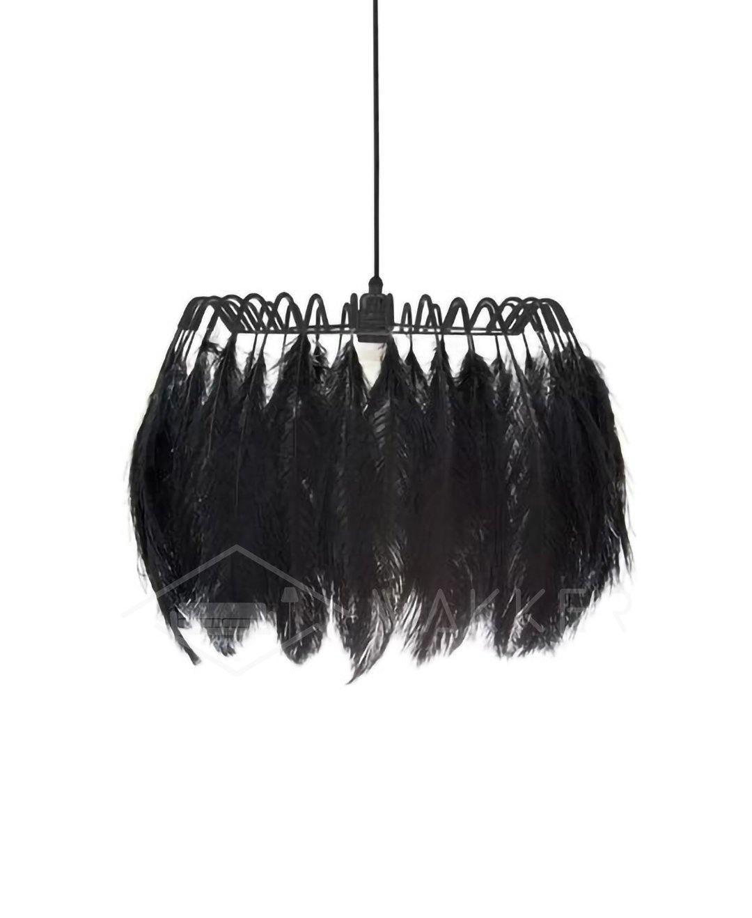 Feather Pendant Lamp - Handmade Bohemian Style Ceiling Light Fixture for Living Room, Bedroom, Dining Room & Kitchen Decor