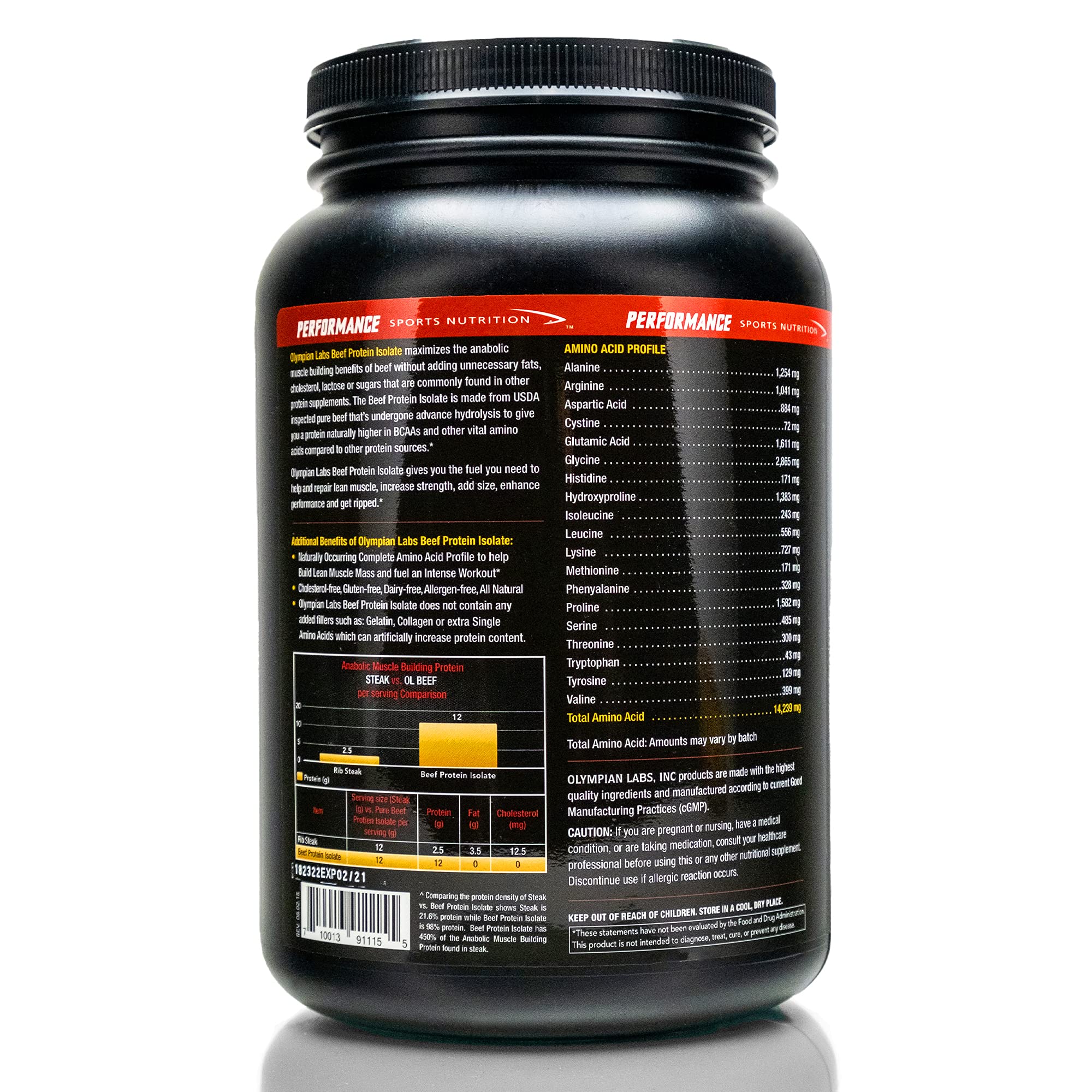 Olympian Labs Beef Protein Isolate Powder - 24g Protein, BST Free, 2g BCAAs, Muscle Building Amino Acids, 32oz Chocolate Flavor | Post-Workout Recovery & Muscle Growth Supplement for Athletes & Fitness Enthusiasts