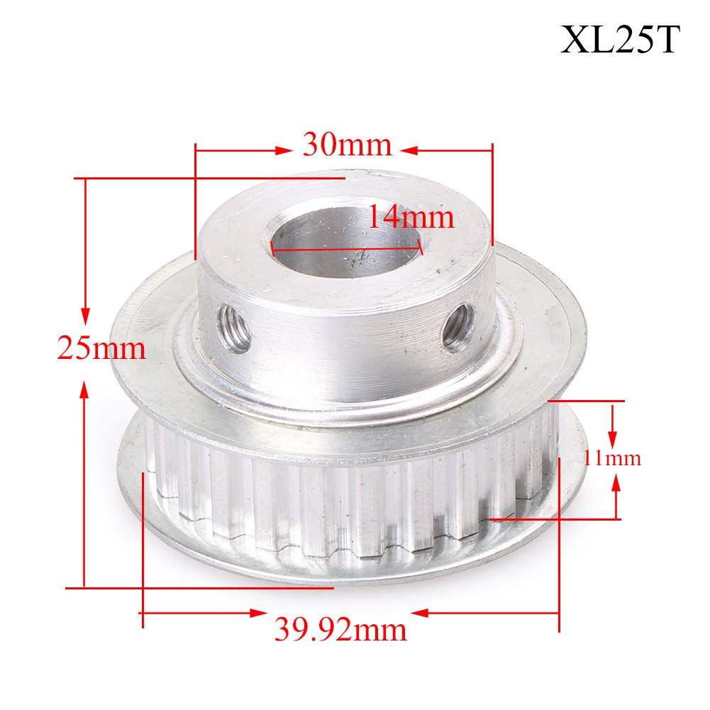 XL25 Teeth 14mm Bore Aluminum Timing Pulley for 3D Printers - 10mm Width Belt Compatible with GT2 Belts - Perfect for CNC Machines, Robotics & DIY Projects
