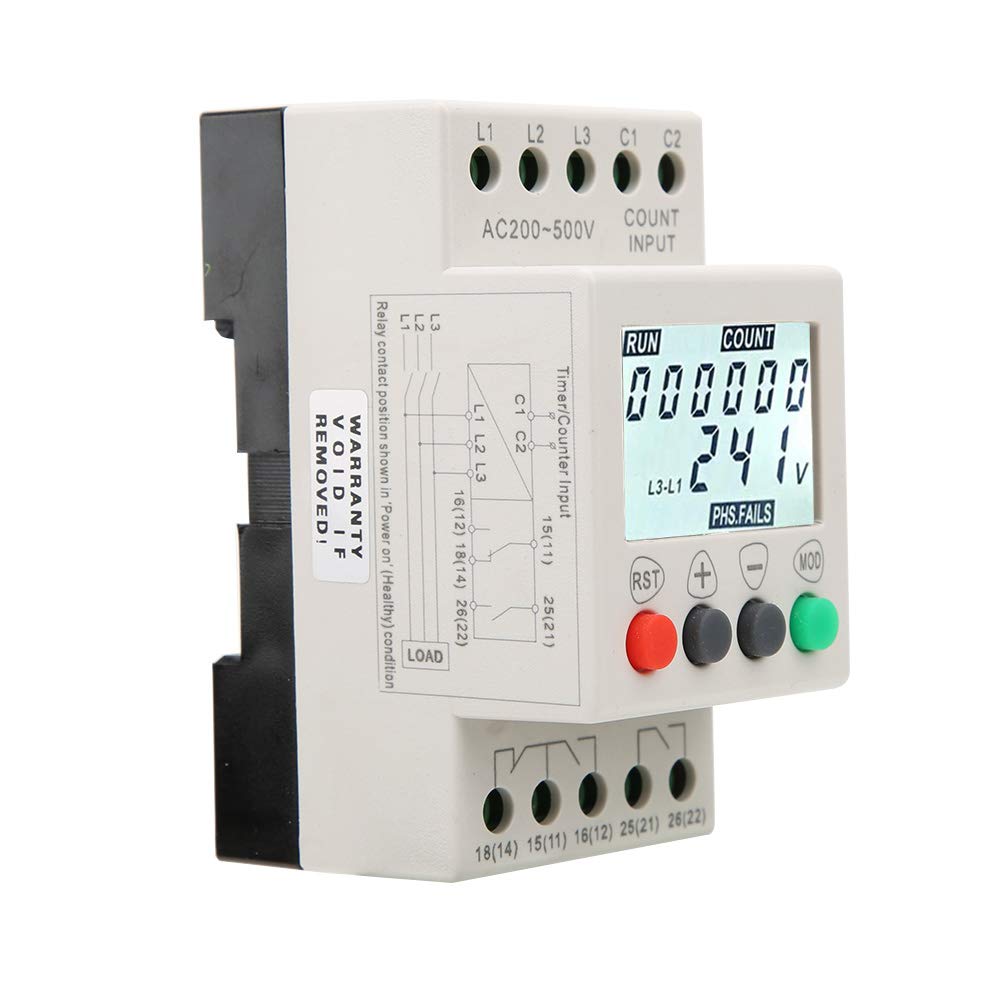 JVR800-2 Phase Sequence Protection Relay - 3 Phase Voltage Monitoring Device with Under & Over Voltage Protection for Industrial Equipment & Power Systems | Perfect for Motors, Generators & CNC Machines