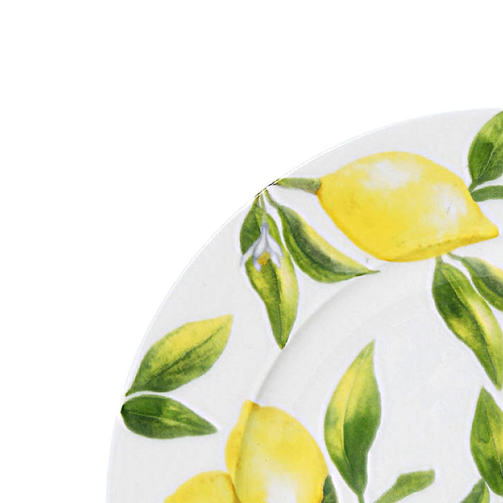 Set of 4 Lemon-Themed Salad Plates - Perfect for Summer BBQs, Picnics & Outdoor Dining | Durable Ceramic Dishware