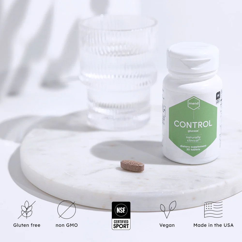 Mend Control Glucose Support Supplement - Natural Blood Sugar Balance for Diabetics & Prediabetics - Helps Maintain Healthy Glucose Levels - Ideal for Daily Use & Active Lifestyle