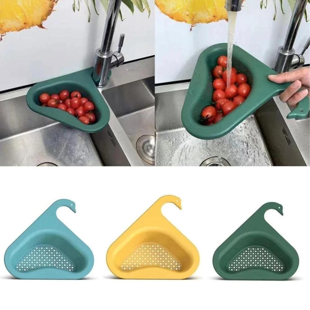 Premium Stainless Steel Kitchen Sink Filter - Swan Drain Basket with Hanging Rack | Multi-Functional Garbage Catcher & Drainage Basket | Perfect for Food Prep, Dish Washing & Waste Management in Modern Kitchens