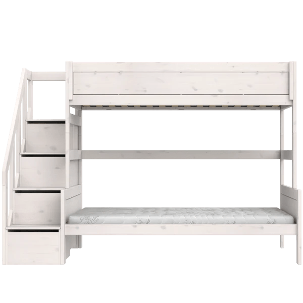 Sturdy Family Bunk Bed with Staircase - 90x200cm & 120x200cm Sizes - Perfect for Kids' Bedrooms, Guest Rooms & Small Spaces