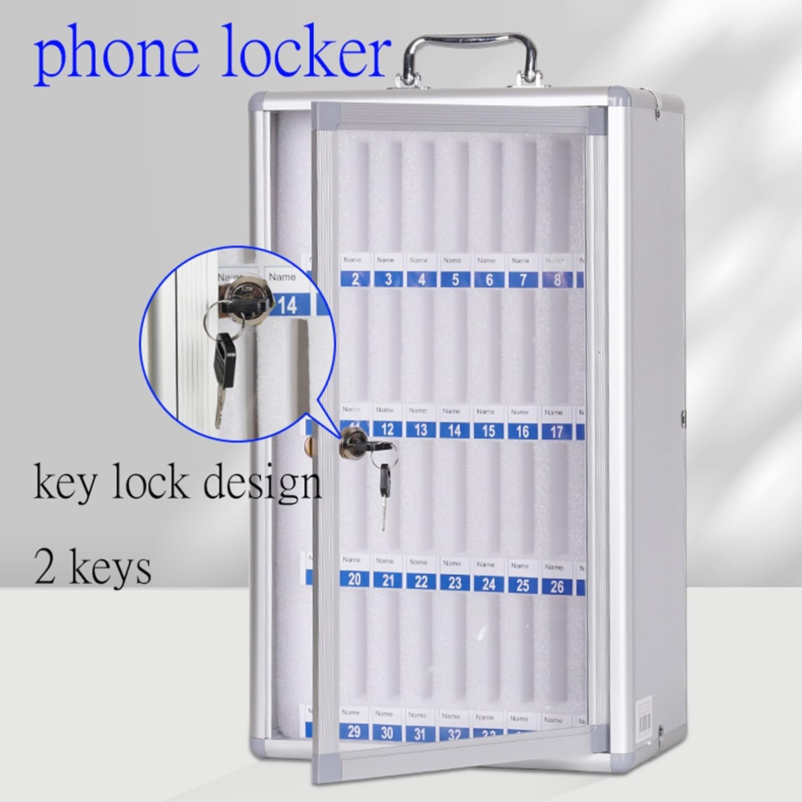 60-Slot Aluminum Alloy Wall Mount Phone Storage Cabinet - Durable Cell Phone Holder & Locker Organizer for Schools, Businesses, Offices & Retail Stores - Perfect for Classroom Management, Employee Device Storage & Customer Phone Security