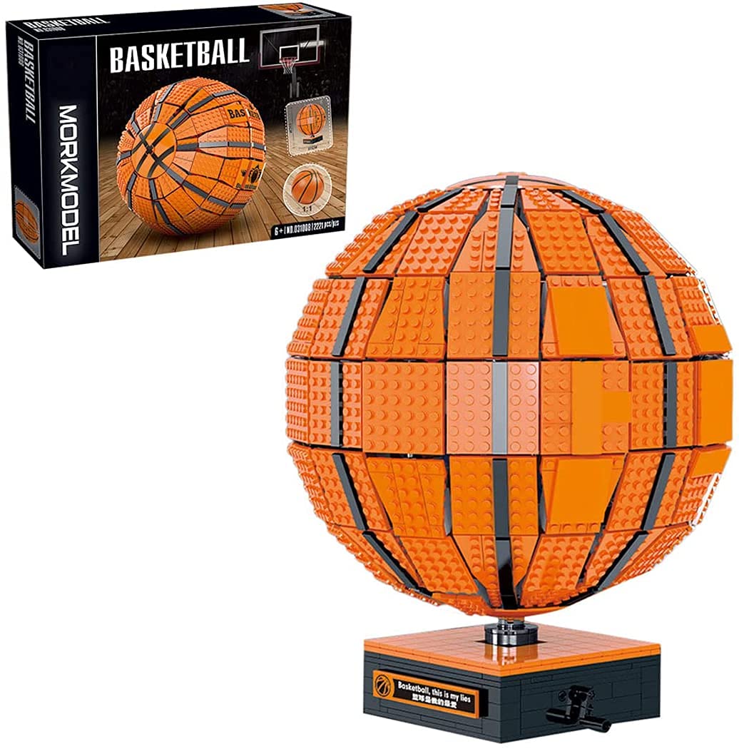 **ZXKYZR8 Technic Basketball Building Blocks - 2221Pcs 1:1 Scale Basketball Model with Base | MOC Assembly Bricks for Kids & Adults | Collectible Architecture Model | Compatible with Lego | Perfect for STEM Learning & Sports Fans Gift**
