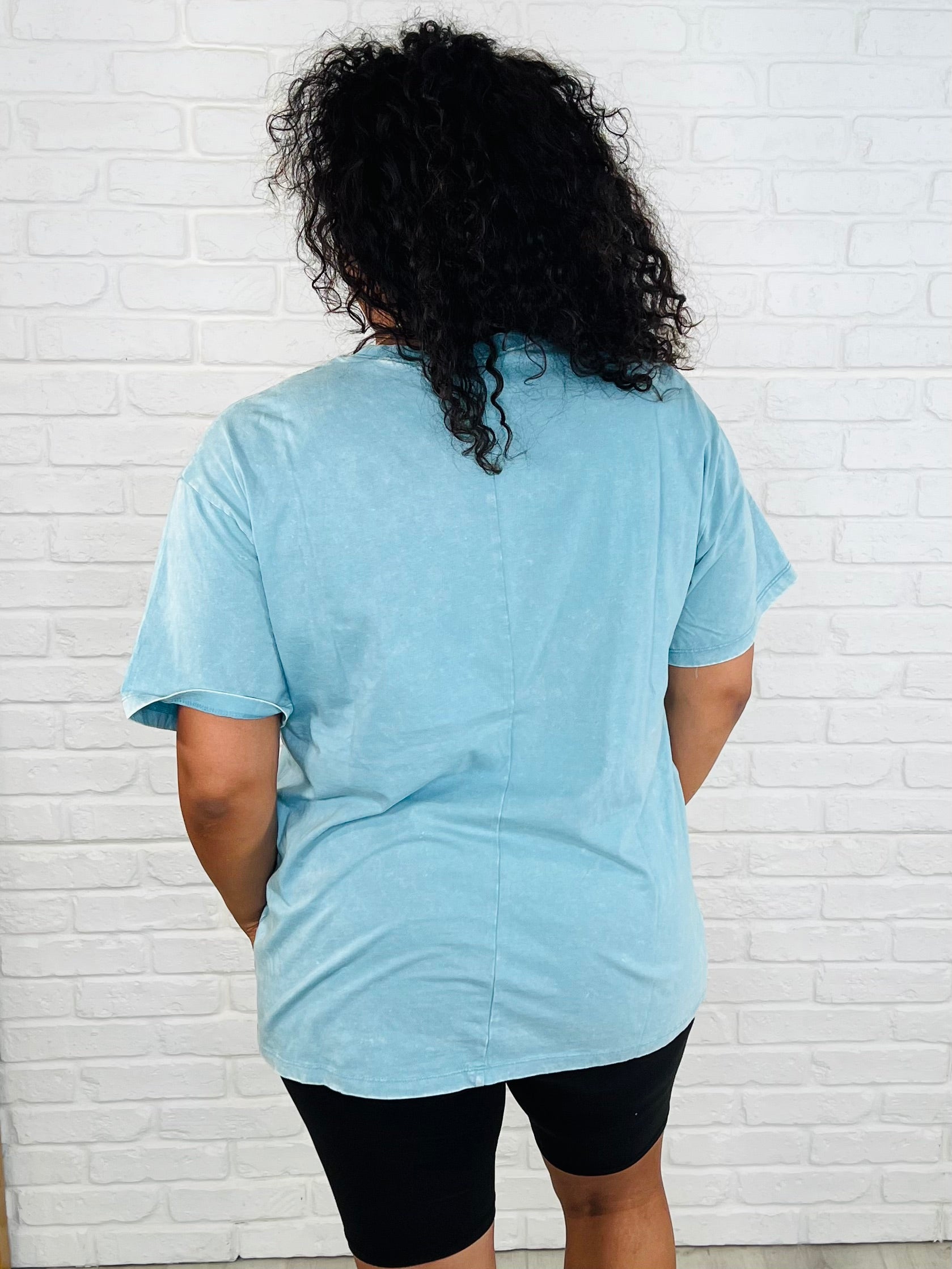 Stylish Dusty Teal Drop Shoulder Oversized T-Shirt - Women's Casual Basic Tee for Everyday Wear & Loungewear