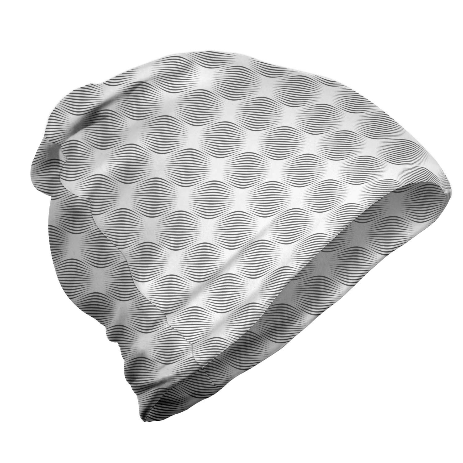 Ambesonne Unisex Beanie - Diagonal Bulging Shapes Design for Men & Women - Warm Winter Knit Hat for Hiking, Outdoor Activities & Cold Weather