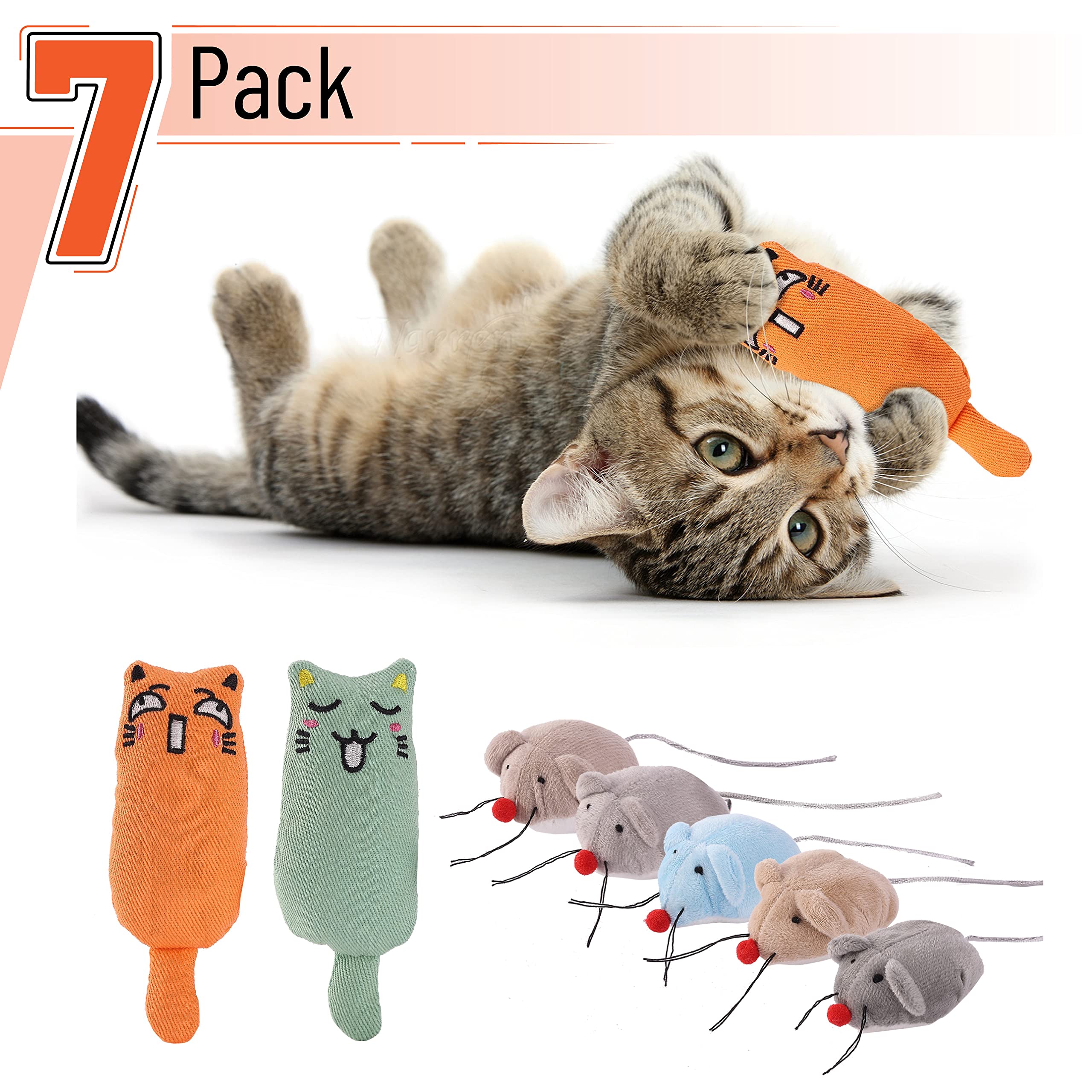 **Mr. Pen- 7-Piece Catnip Toys for Indoor Cats, Cat Nip Mice Toy Set, Fun Interactive Play for Kittens & Adult Cats - Perfect for Playtime, Training & Stress Relief**