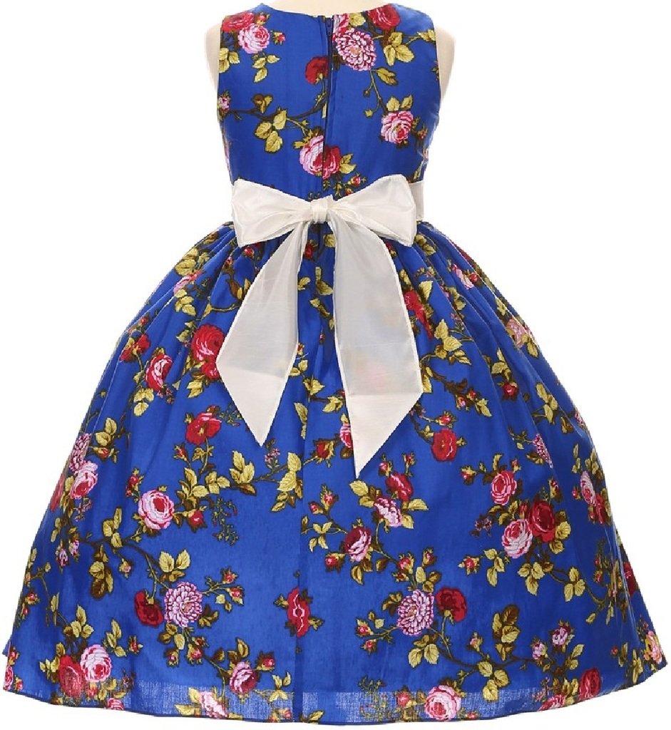 Little Girls Sleeveless Organza Floral Print Dress - Elegant Flower Design Summer Dress for Toddler Girls - Perfect for Birthday Parties, Weddings & Special Occasions