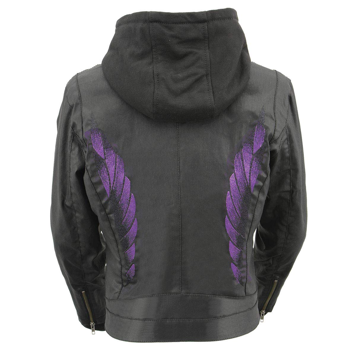 Milwaukee Leather MPL2746 Women's Lightweight Hoodie Textile Scuba Jacket with Purple Wings - Waterproof Windbreaker Motorcycle Riding Jacket for Women, Perfect for Outdoor Adventures & Casual Wear