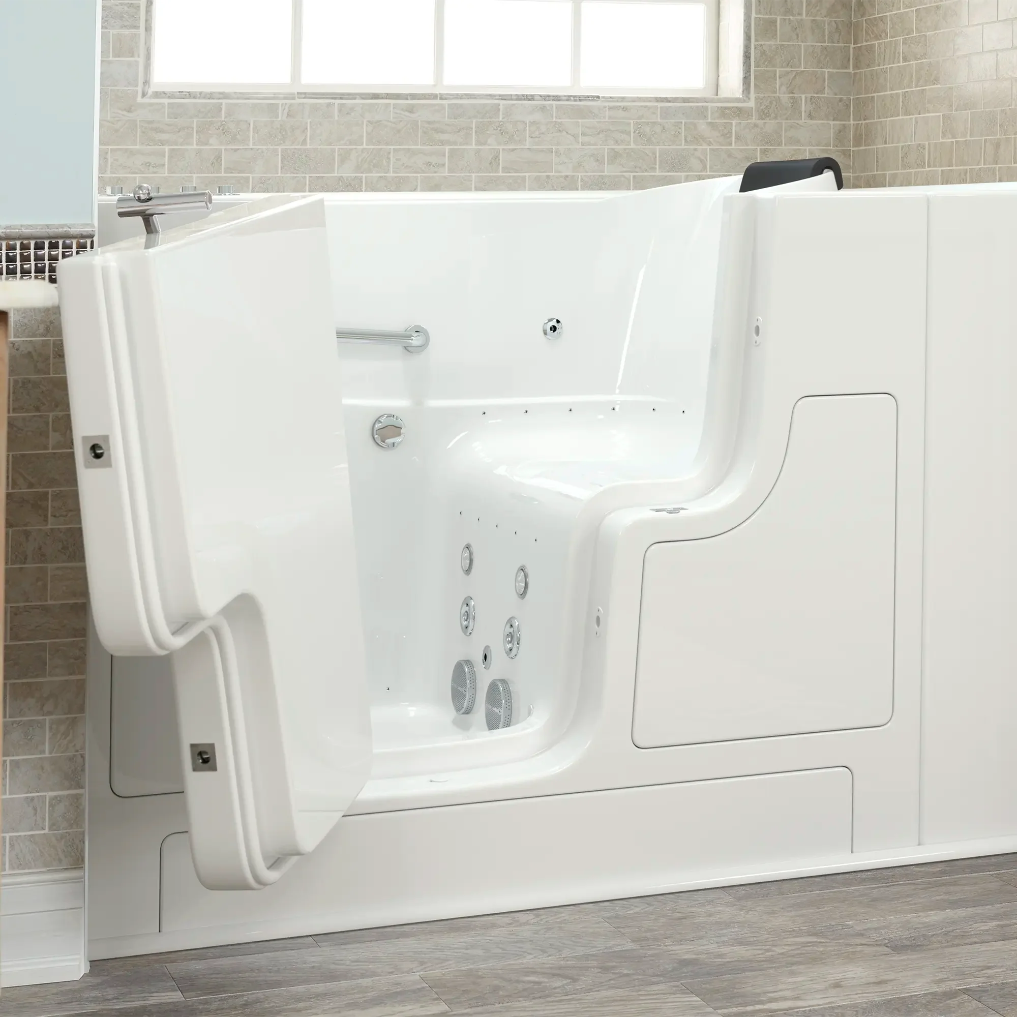 Premium Gelcoat 30 x 52 Inch Walk-In Bathtub with Air Spa & Whirlpool System - Left Hand Drain for Elderly & Mobility Support - Relaxing Hydrotherapy at Home