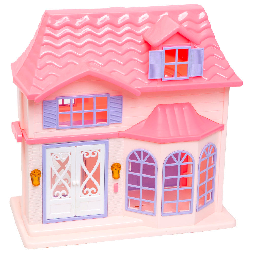 Boley Pink & Purple Doll House Playset - 16pc with 3 Family Dolls for Kids Ages 3+ | Pretend Play, Role Playing & Imaginative Fun for Toddlers & Preschoolers