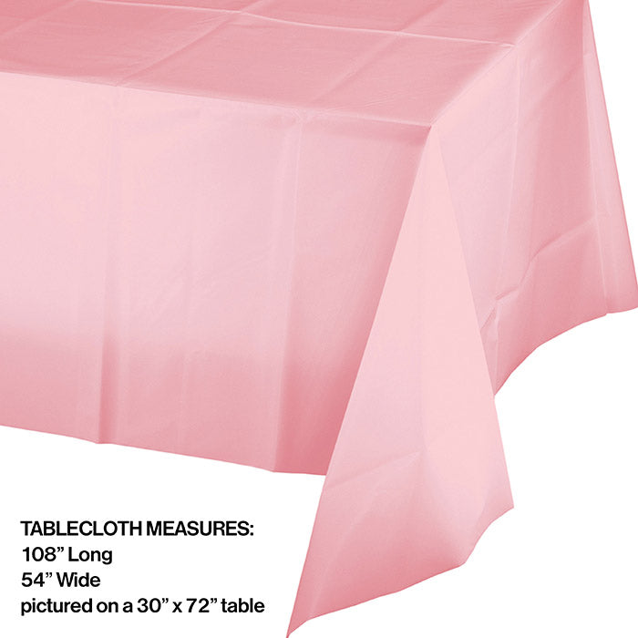 12-Pack Classic Pink Plastic Table Covers - Bulk Disposable Tablecloths for Parties, Picnics & Events - Waterproof & Easy Clean