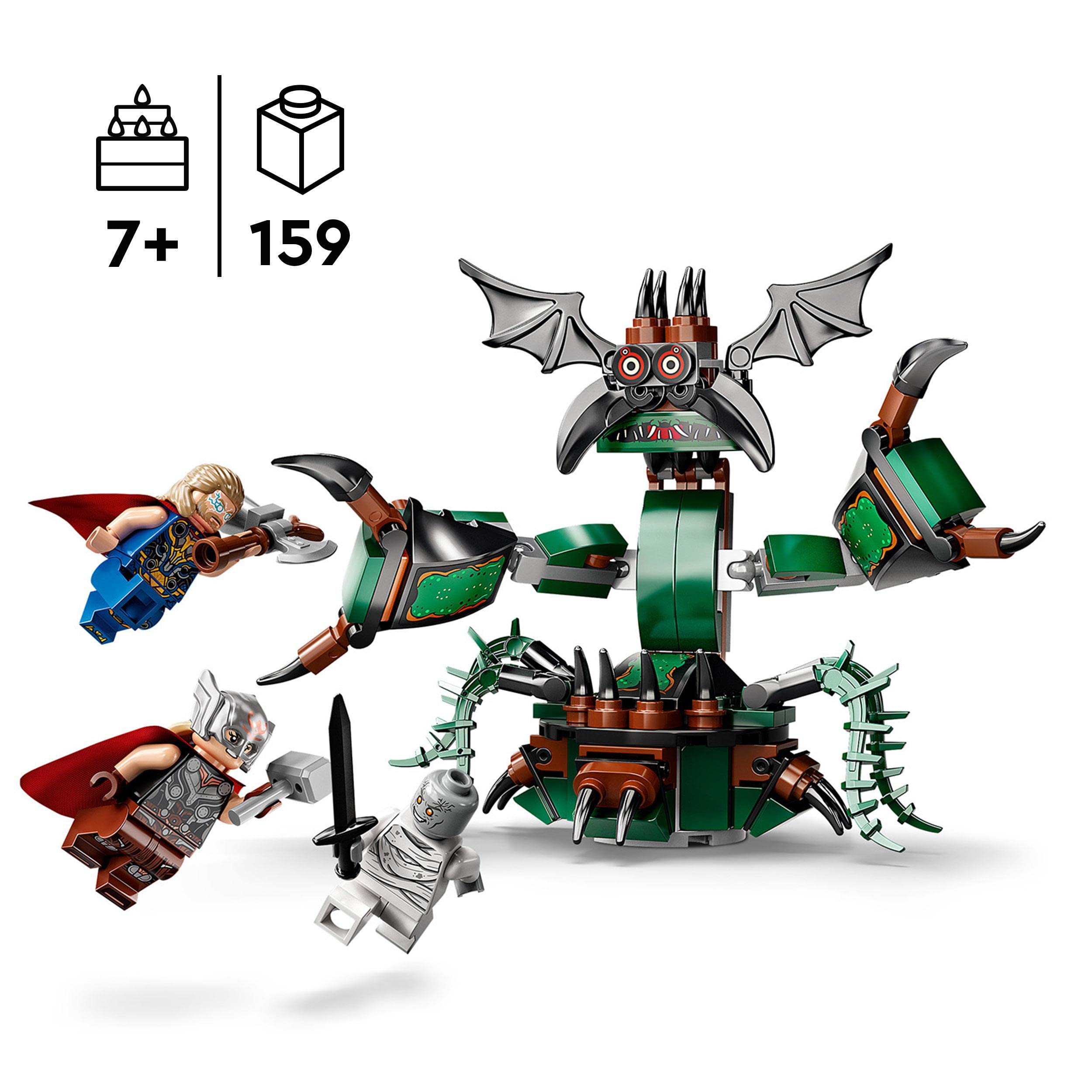 LEGO 76207 Marvel Attack on New Asgard Building Toy Set with Thor & Avengers Minifigures and Mjolnir Hammer - Creative Play for Kids Ages 7+ | Superhero Battles, Gift for Marvel Fans, Birthday Present Idea