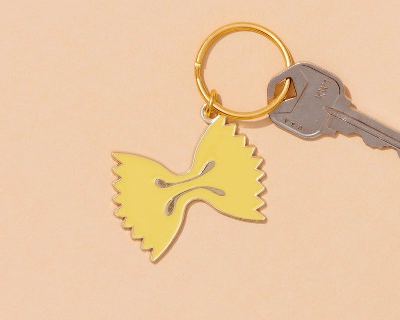 Farfalle Bowtie Pasta Enamel Food Keychain - Cute Italian Pasta Jewelry for Kitchen Lovers, Perfect Gift for Chefs & Foodies - Use as Bag Charm, Purse Accessory or Gift for Pasta Lovers
