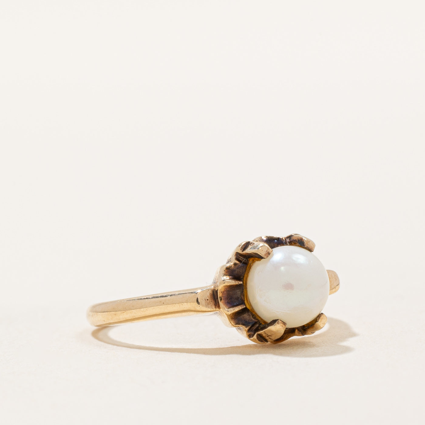 Solitaire Pearl Ring - 6.00mm Round White Pearl Engagement Ring - Size 5 - Perfect for Weddings, Anniversaries & Special Occasions