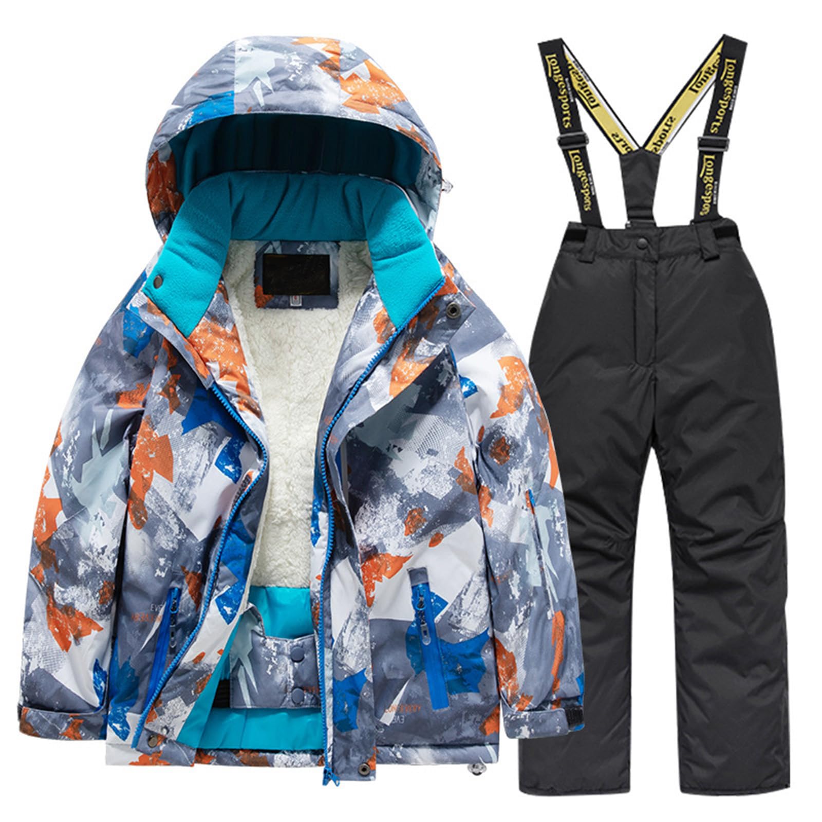 Kids Fleece Lined Ski Jacket & Pants Set - Winter Windproof Snowsuit for Boys & Girls - Waterproof Snowboarding & Rain Coat for Toddlers - Perfect for Skiing, Snow Play & Cold Weather Outdoor Activities