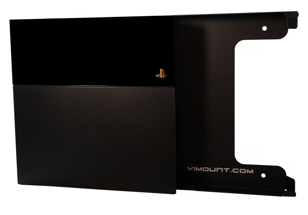 ViMount Black Metal Wall Mount Holder for PlayStation 4 PS4 Classic/FAT (First Version) - Secure Storage for 2 Controllers - Perfect for Gaming Room Organization & Space Saving